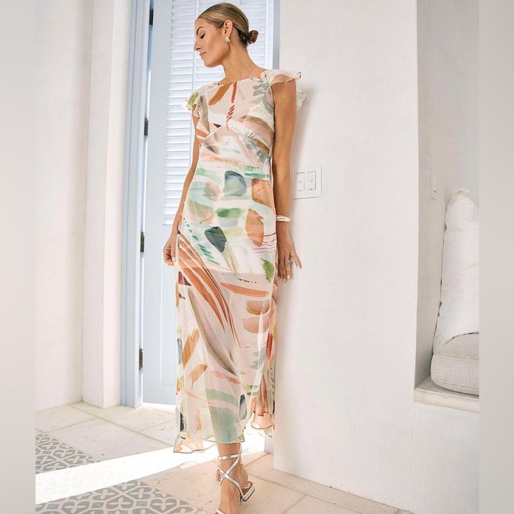 NWT Antonio Melani x M.G. Style Mal Paint Streak Maxi Dress Sz 8